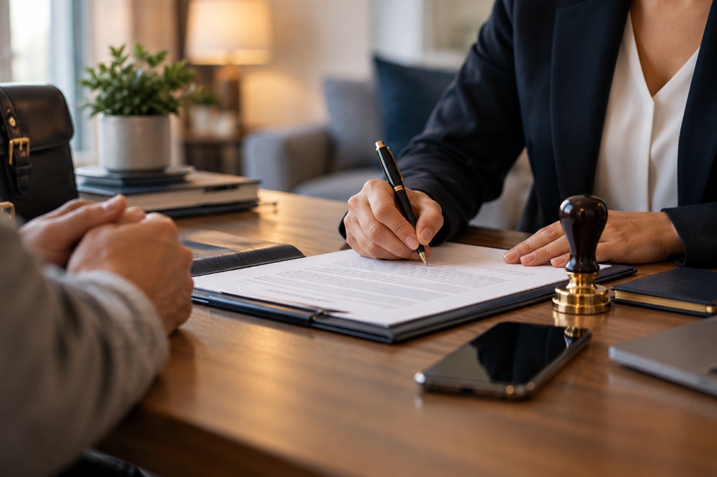 Notary signing documents